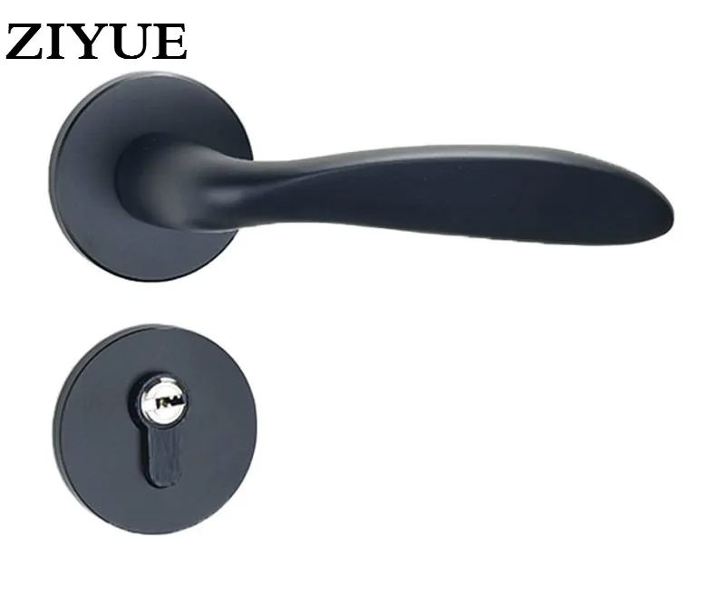 

Free Shipping High Quality Black Color Bedroom Space Aluminum Home Door Lock with Handle