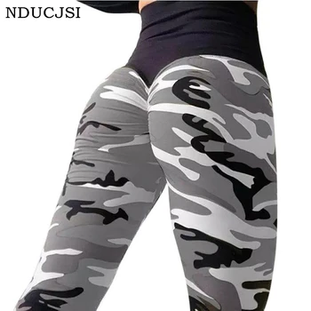 

NDUCJSI New Fashion Camouflage Printing Elasticity Leggings Gray Camouflage Fitness Pant Legins Casual Legging For Women
