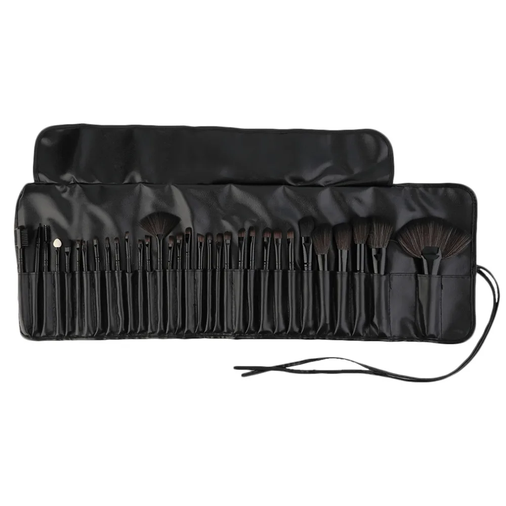 

New 32Pcs Wood Makeup Nylon Fiberhair Brushes Kit Cosmetic Make Up Beauty Tool Black Makeup Brush Set WIth PU Leather Pouch Bag