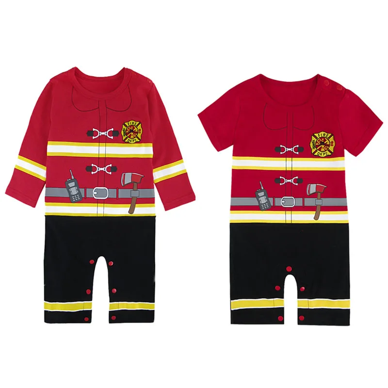 

Baby Boy Firefighter Costume Romper with Hat Funny Playsuit Set 3-18 Months