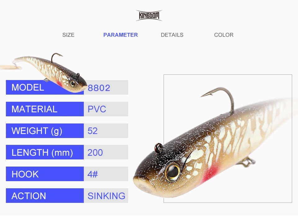Kingdom Fishing Lures Spinator Soft Lure 200mm 52g wobblers With Spoon On Tail Sinking Action Artificial Bait PVC Material Fishing Lure (3)