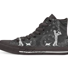 Джаз музыка с кошками Новинка Дизайн Повседневная парусиновая обувь на заказ Прямая