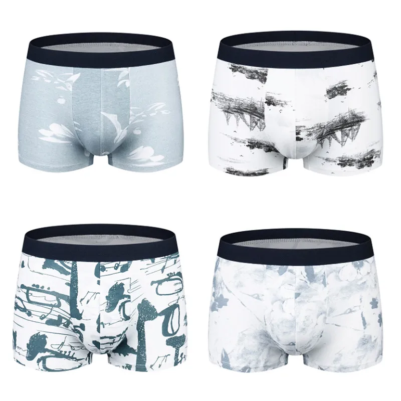 

Male Underwear Print Cotton Boxers Men's Underwear U Convex Pack Boxer Man Breathable Whites Underpants Man Brand Fast Shipping