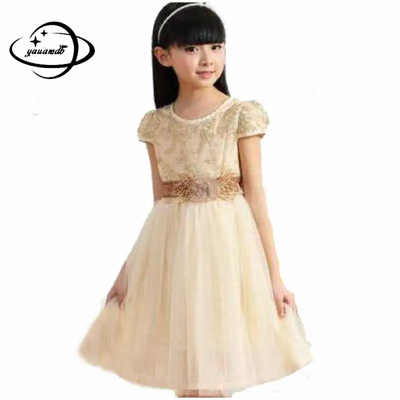 

last 3pcs low price high girl dress summer kids cotton dresses children clothes knee-length short sleeve clothing Y51