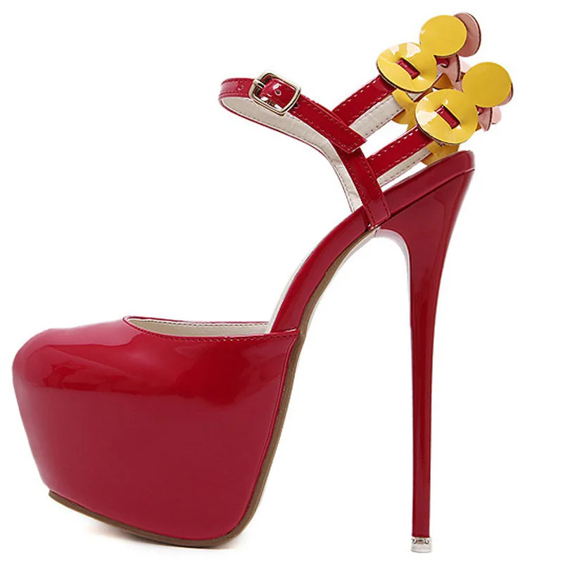 

Sexy Women Super High Heels Platform Pumps Women Patent Leather Multi Round String Stilettos Ladies Female Party High Heels