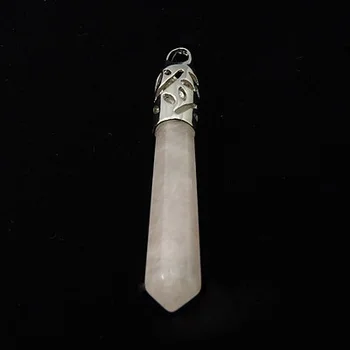 

precious stone Pendants, with Brass Findings, Bullet, 58~66x11mm, Hole: 4x6mm