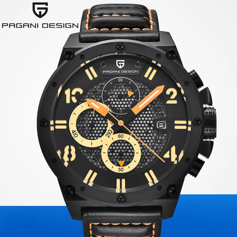 

2019 PAGANI Unique Chronograph Sport Watches Men Leather Quartz Watch Brand Waterproof Military Men Wistwatch Relogio Masculino