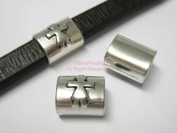 

Licorice leather findings 10x6mm Licorice girl symbol tube slider beads -LT10