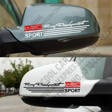

1 Pair WRC Racing development Rearview Mirror Car Sticker Decal For Ford VW Citroen PEUGEOT MITSUBISHI TOYOTA Car styling