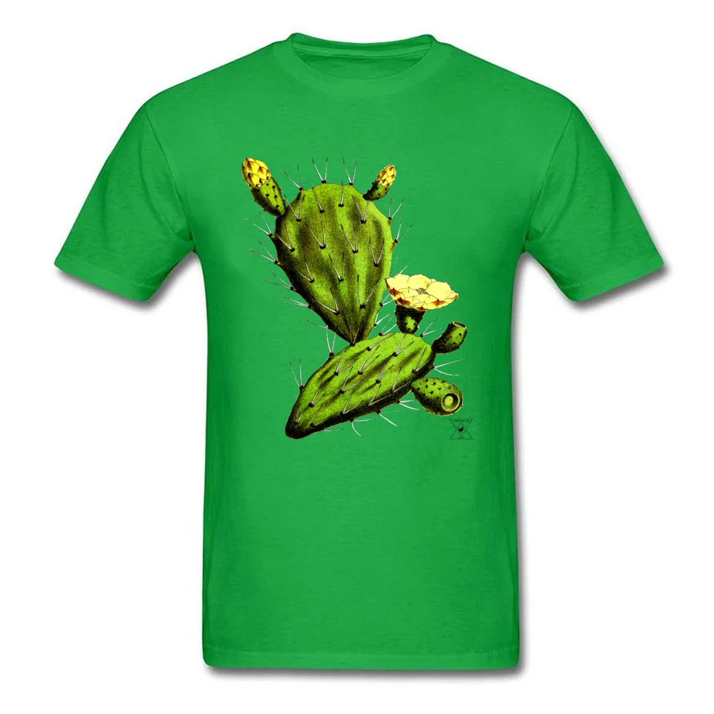 Custom Funny Men's T-Shirt Newest Summer Short Sleeve Round Collar Pure Cotton Tops Tees Party Tee Shirt Drop Shipping Desert Cactus by EncycloArt Botanical Cacti Plant Tee green
