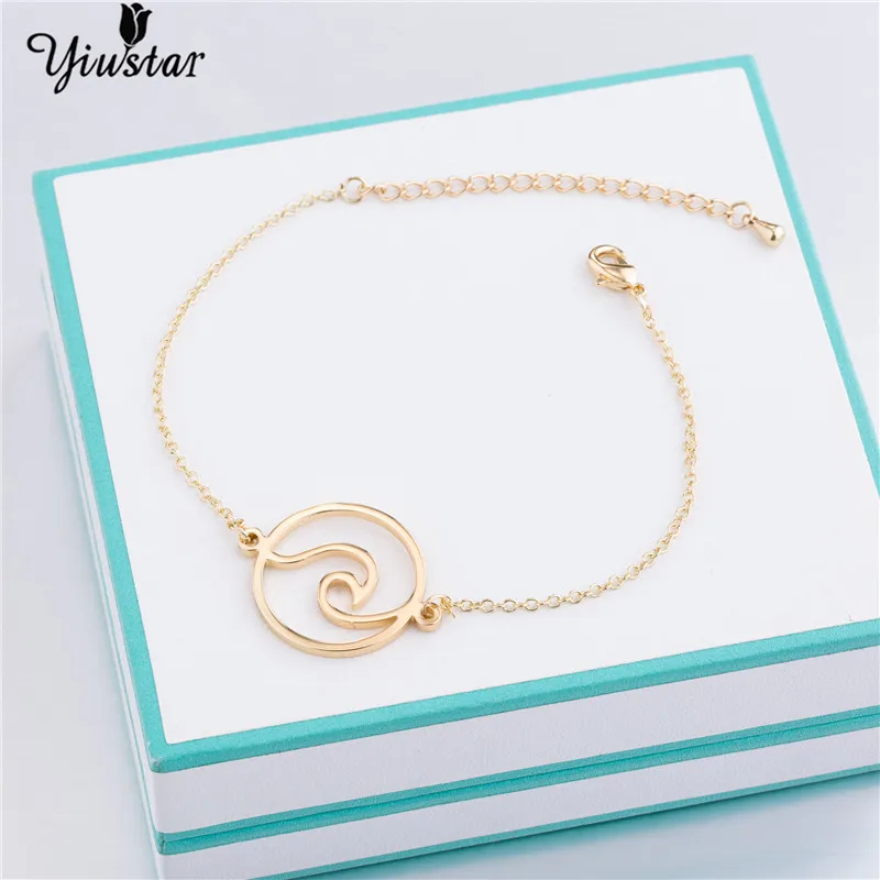 yiustar Gold World Map Stainless Steel Bracelets For Women Wave Bracelets Pendant Beach Jewelry Earth Map Christmas Gifts