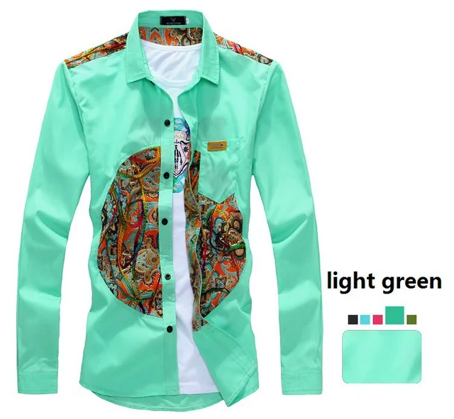 Masculino 2017 Camisa de Los Hombres de Manga Larga Slim Fit camisetas Social Mens Geométricos Florales Impresos Camisa de 5 Colores XXL|fit shirt|slim shirtcasual shirt - AliExpress