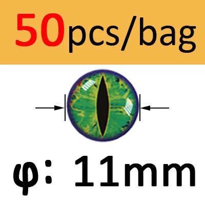 Bimoo 50 шт. 3D 4D голографические рыболовные глаза для приманки рыбные глаза для завязывания мух изготовления приманки ремесло рыбы Череп Живые Глаза Размер 3 мм-12 мм - Цвет: Green 11mm 50pcs