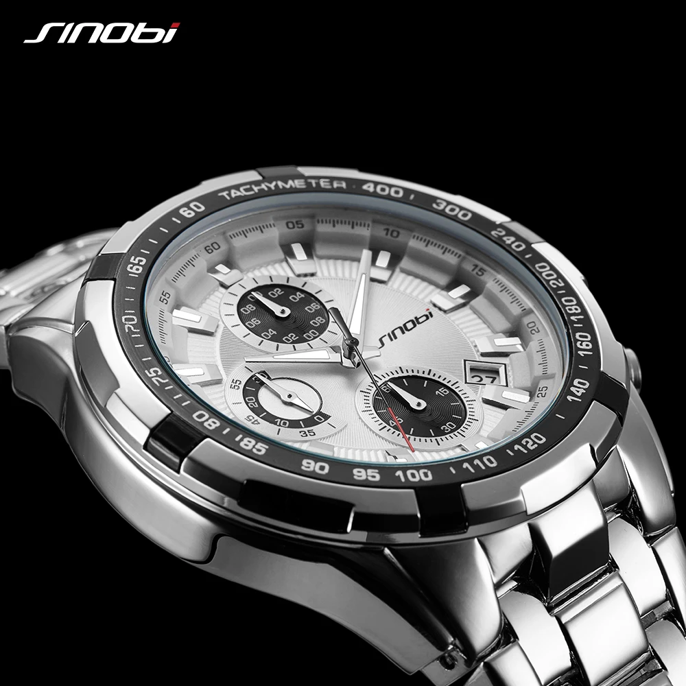 

Sinobi Top Luxury Business Men Watch Chronograph Date Calendar Waterproof Stainless Steel Band Leisure Watches Montre Femme