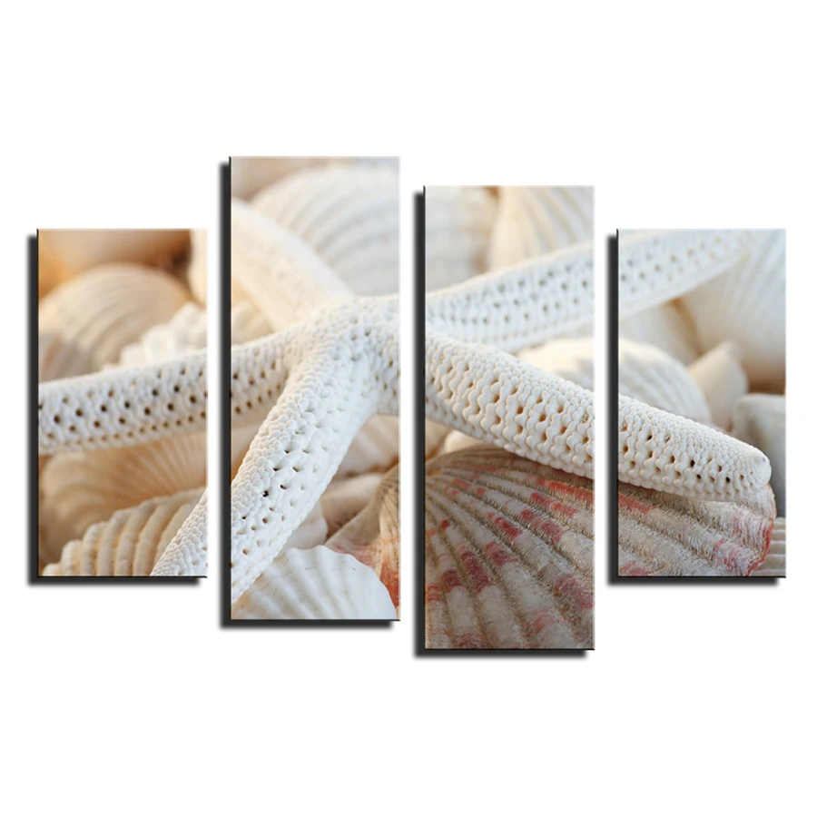 

Canvas Painting Large Wall Pictures For Living Room Wall paintings Print On Canvas 4 Panel No Frame Starfish and shells YY082