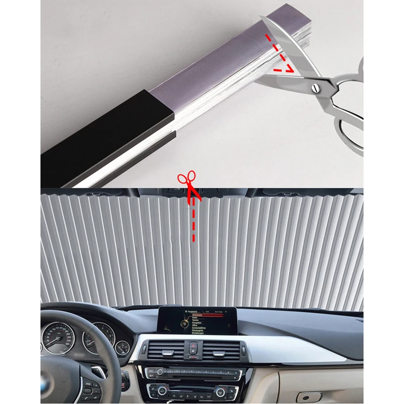 Car Retractable Curtain With UV Protection Front Windshield Visor Auto Shade New