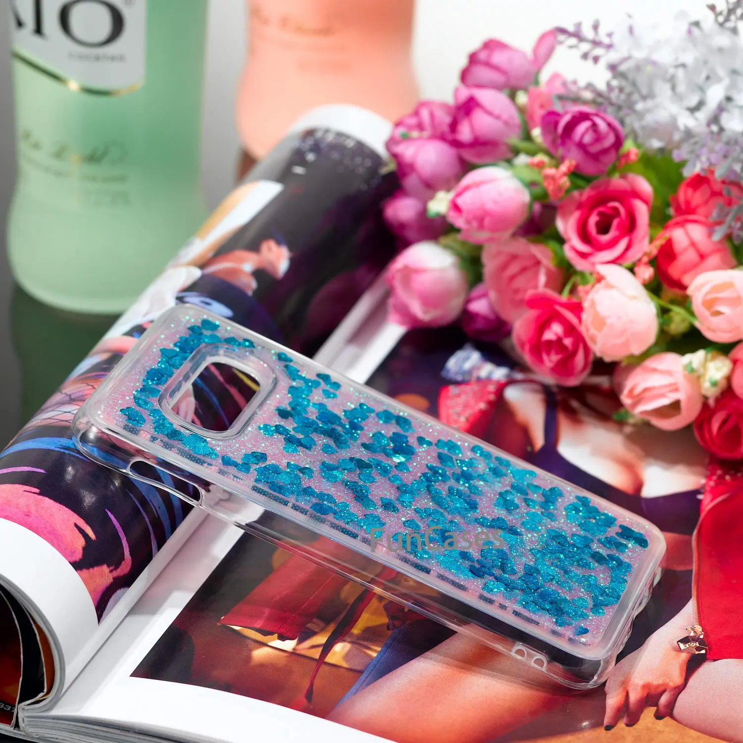 Fashion Glitter Hearts For Samsung Galaxy S10 Lite Case S10e Bling Diamond Liquid Quicksand Clear Floating Sparkle Flowing Cover | Мобильные