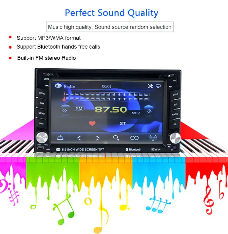6,5 Sidra navegación descuento 6518B Radios Video táctil Dollar United ''pantalla Universal Radio estéreo De Din FM Gran USD States remoto GPS reproductor RDS USB 2 AUX Coche Estrada Bluetooth control 6 6,5 Sidra navegación descuento 6