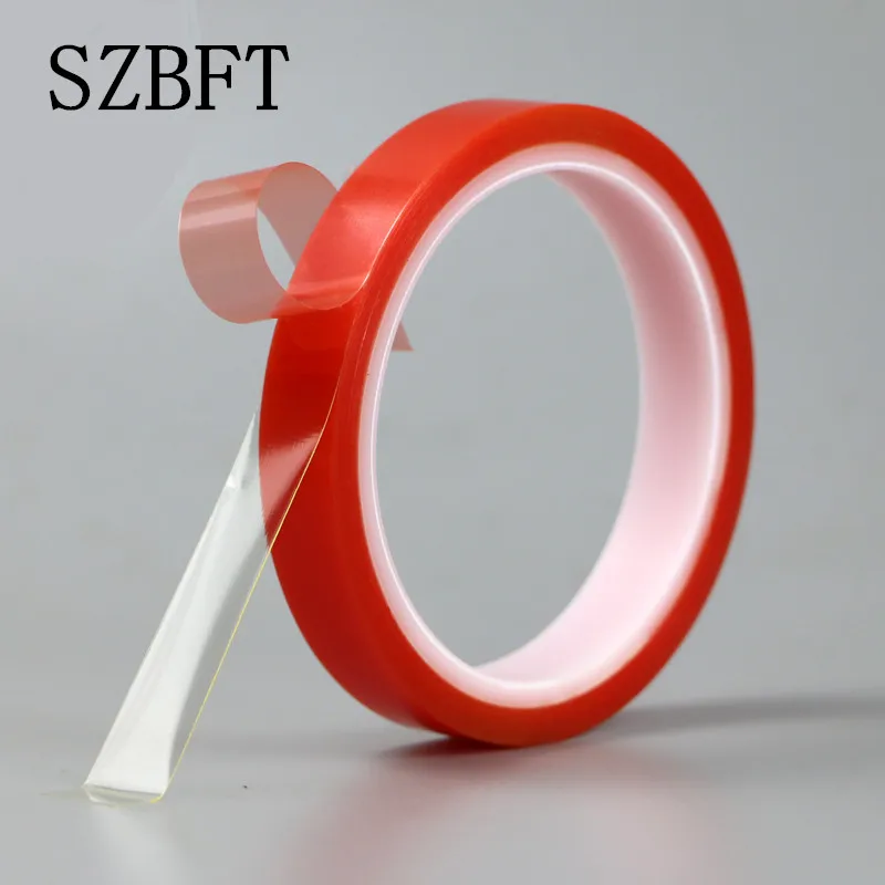 SZBFT 2 рулона 5 мм-15 мм* 5 м сильный ПЭТ клей ПЭТ красная пленка прозрачная двухсторонняя лента без следа для телефона ЖК-экран
