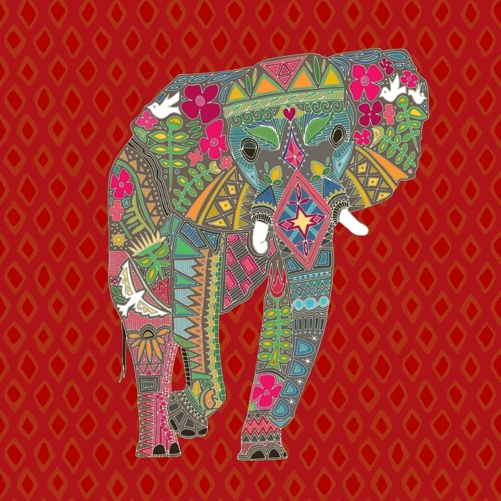 Painted Elephant (Variant 2) Poster Print by Sharon Turner (12 x 6)
