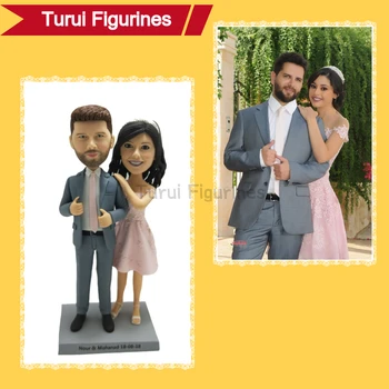 

custom bobblehead from photo lovers gift figurines inexpensive custom bobble head dolls head to toe 100% handmade sculpture