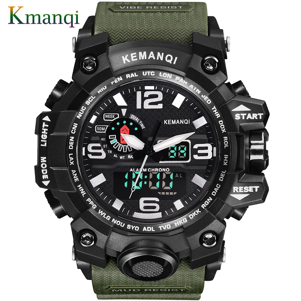 

2019 Luxury Men Electronic Watch Waterproof LED Military Quartz Digital Watch Sports Watches Relogio Masculino Fashion Gift D40
