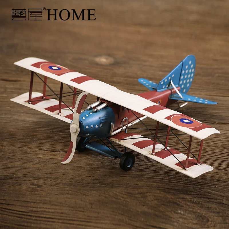 Goedkoop Amerikaanse rustieke retro handgemaakte iron art vliegtuig model vintage vliegtuig home decor aeroplane kleine vliegtuigen model display props
