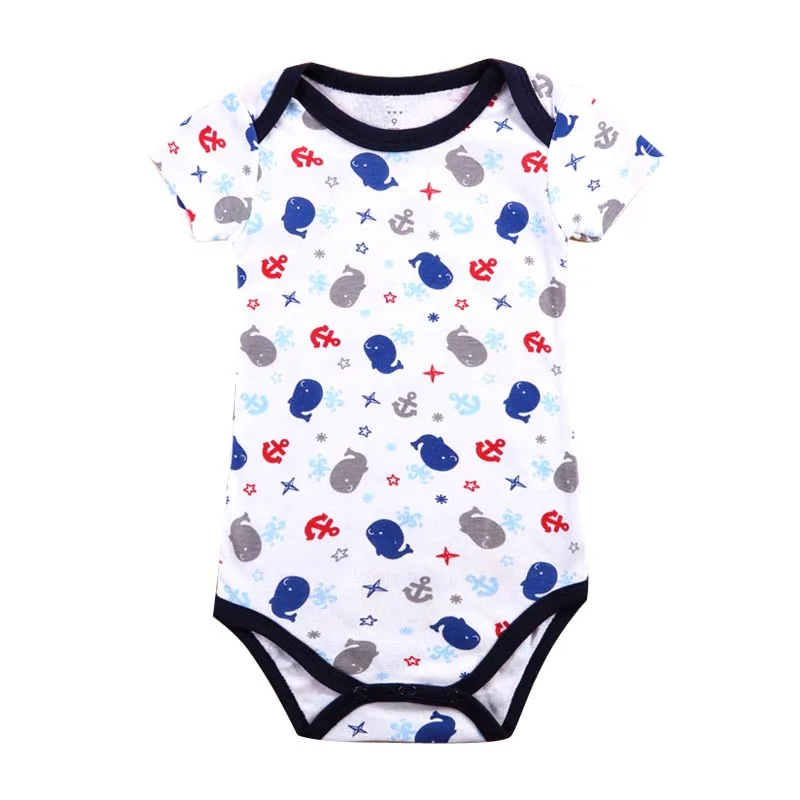 NEW Summer Bodysuit Baby Jumpsuit Clothes Boy Cartoon Infant Newborn Girl Clothing Overall short sleeve - Цвет: Серый