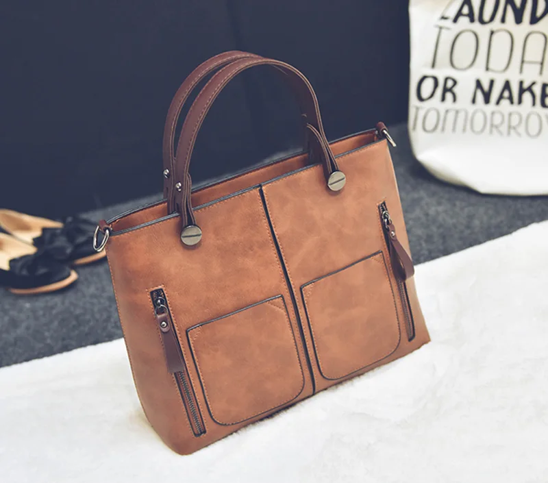 Women Shoulder Bag Vintage PU Leather Casual Totes Female Daily Shopping Bags Luxury Designer Ladies Handbag Dames Tassen SS0375 (5)