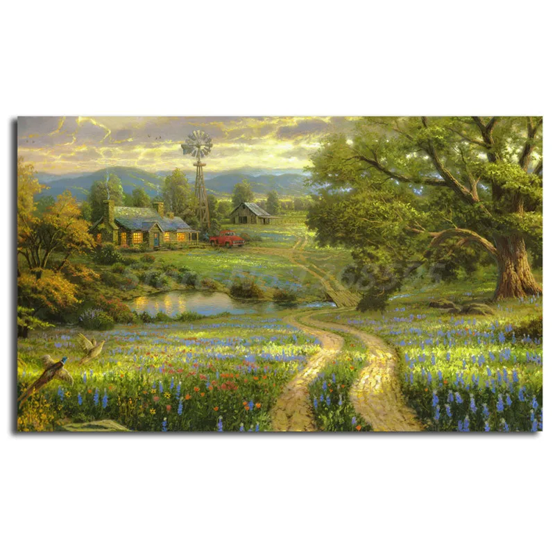 

Thomas Kinkade Farm Paintings Wall Art Canvas Poster and Print Canvas Painting Decorative Picture For Living Room Home Decor