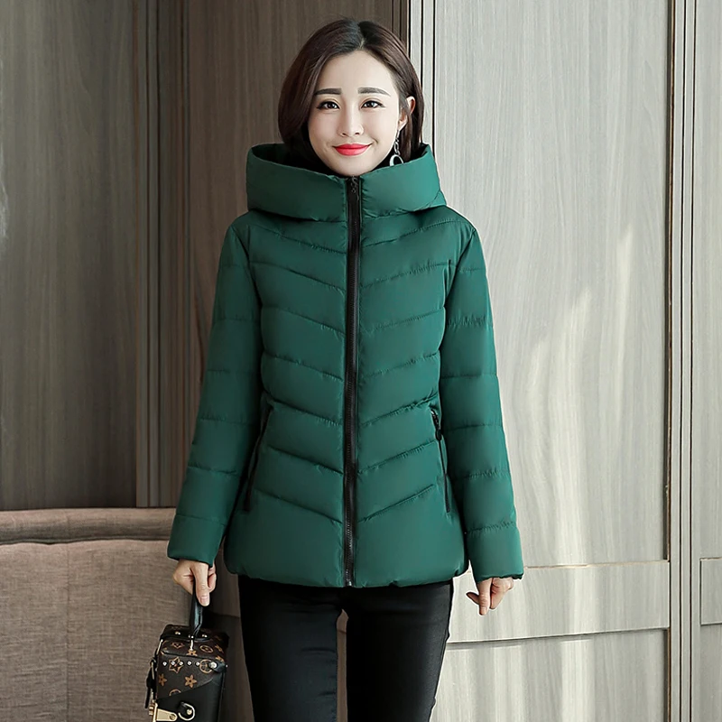 New  Stand Collar Hooded Winter Jacket Women Autumn Basic Jacket Ladies Female Coat Coats Outwear Casaco