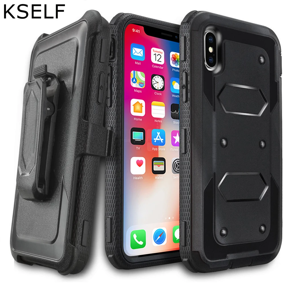 

KSELF Luxury Case For Apple iPhone X Case With Built in Screen Protector Cover Heavy Duty Shockproof Cases For iPhone X 10 Coque