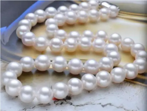 

HOT! 9-10mm 17",18"-40"AAAA+ Akoya White Pearl Strand Necklace Handmade