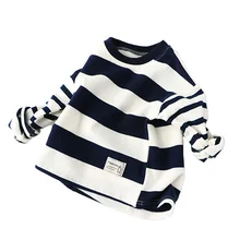 Primavera Outono Crianças Camisetas para Meninos Meninas Listrada de Manga Comprida T camisas Casuais Meninos Roupas para 2-7Y BC102