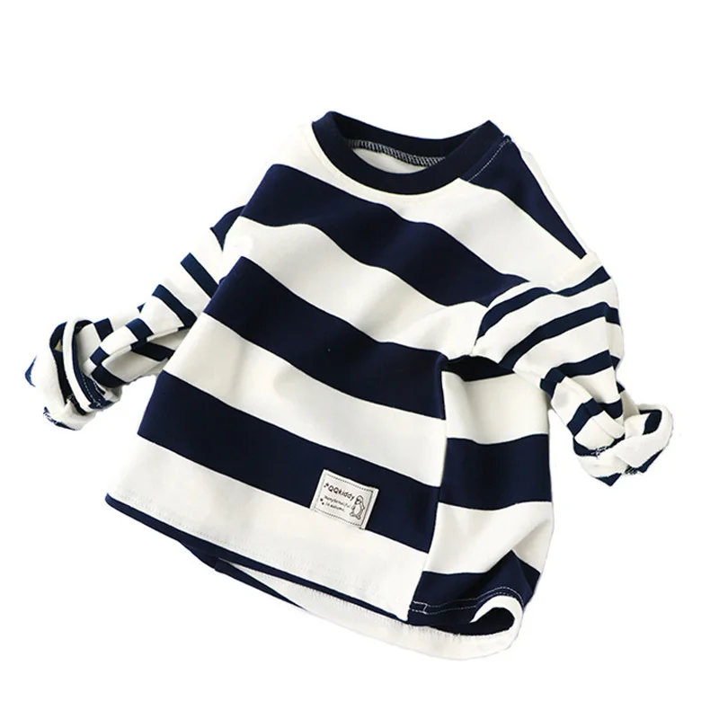 Camisetas para Meninos Listrada de Manga Roupas para 2 7y Primavera Outono Crianças Meninas Comprida t Camisas Casuais Meninos Bc102