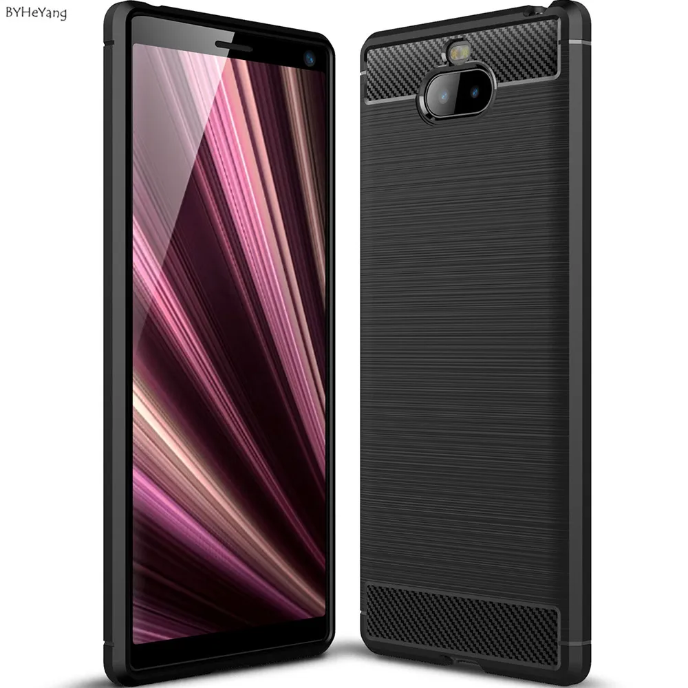 УГЛЕРОДНЫЙ силиконовый чехол для Sony Xperia 10 чехлы мягкий ТПУ бампер матовый
