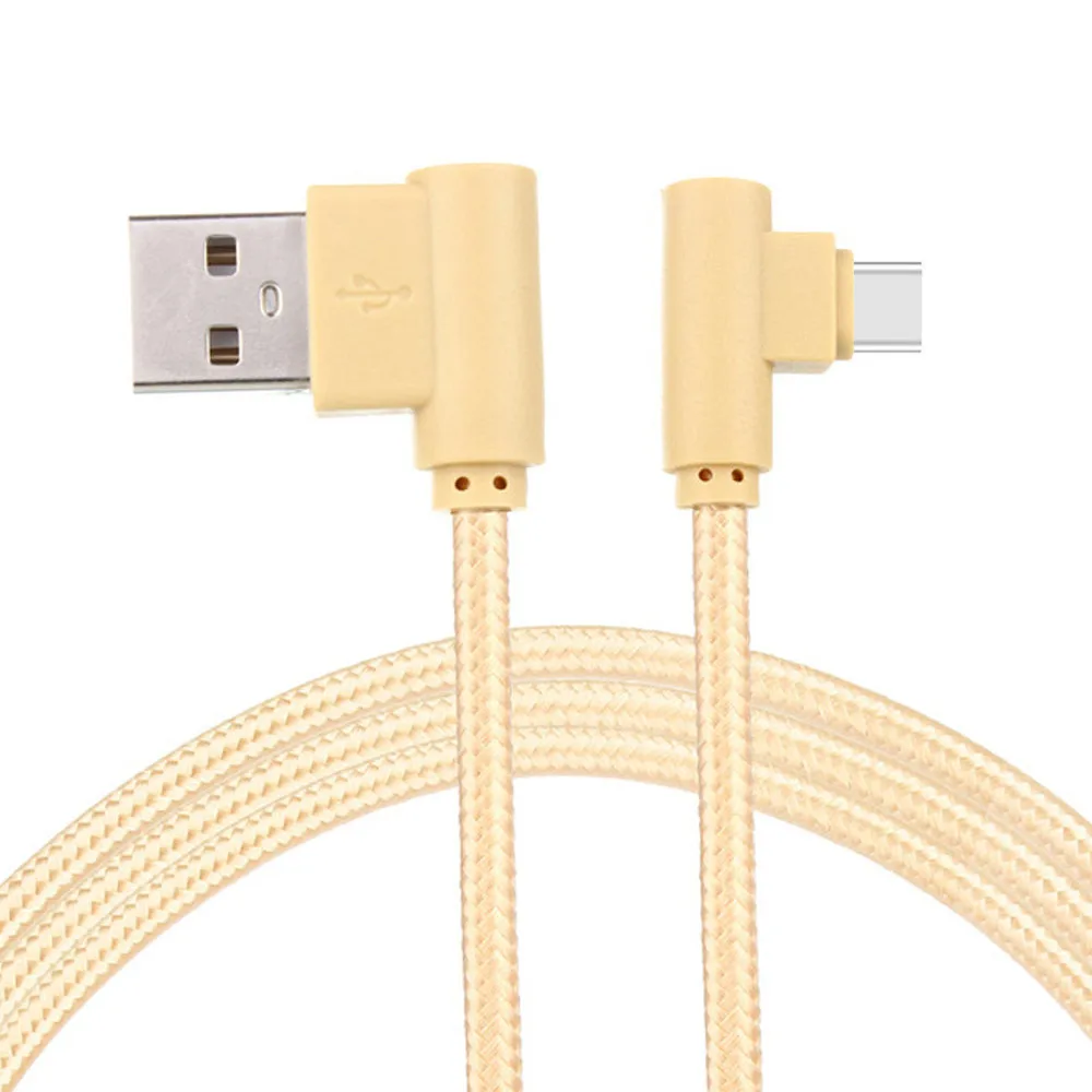 

1M 2M USB Type C 90 Degree Fast Charging Nylon Braided Type c 2A Fast Data Sync Charger Cable