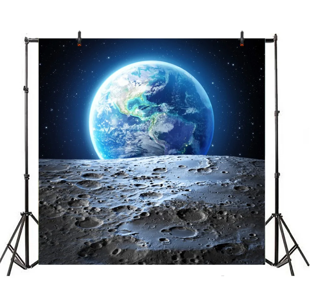 Laeacco Universe Space Moon Surface Earth Scene Baby Photography Background Customized Photographic Backdrops For Photo Studio