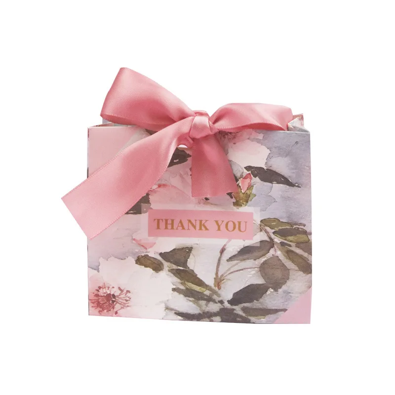 20 шт Вечерние коробки для конфет, свадебные подарки для гостей, персонализированные подарочные коробки для шоколада, упаковочные принадлежности 11,5*10*4,5 см - Цвет: Pink flower