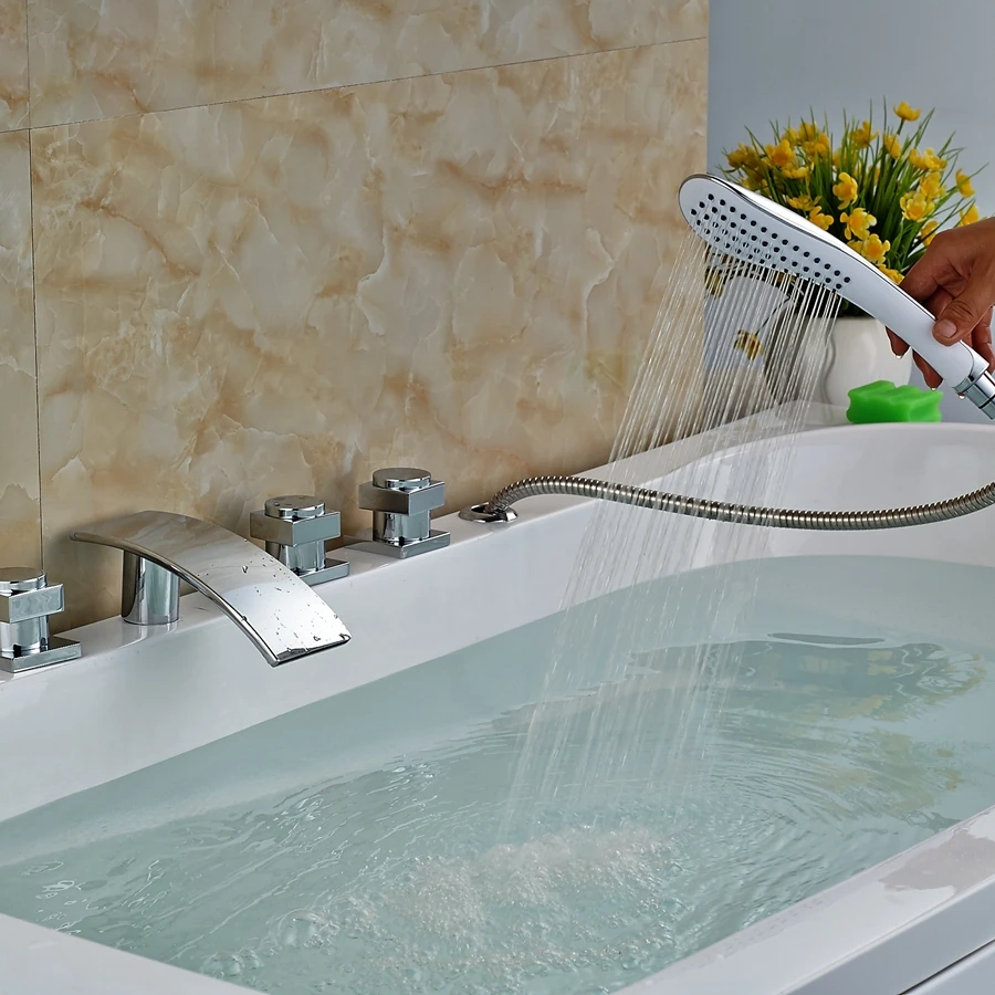 Buy Deck Mounted Chrome Brass Hand Shower Sprayer