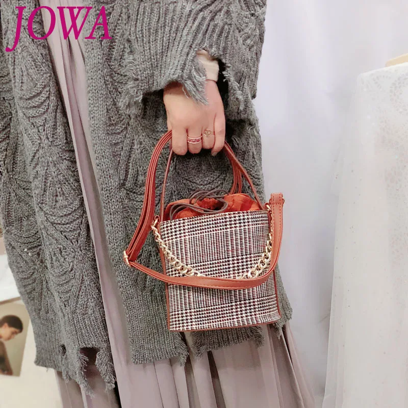 

2019 New Design Women's Fashion Handbags Casual Mini Bucket Bags Classics Plaid Hand-carry Clutches All-Match Shoulder Packages
