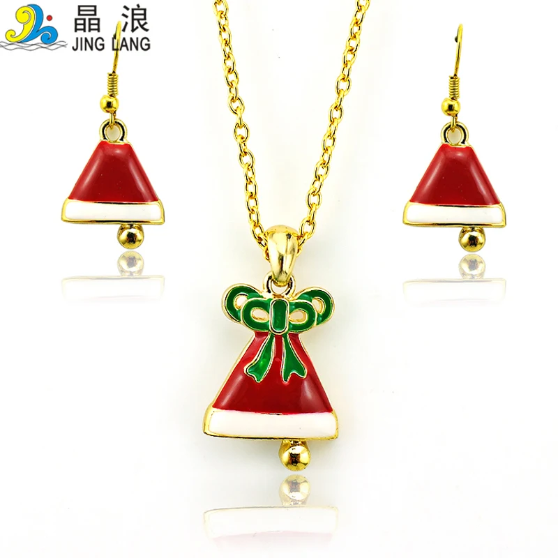 Christmas Decoration Jewelry Sets Fashion Red Enamel Christmas font b Hat b font Gold Plated Earrings