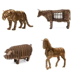 3D модель животного бумажный пазл Тигр лошадь Бык Свинья DIY Бумага carft картонная бумага чайник Подарочный пакет для Интеллектуальная
