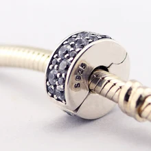 Подходит для Pandora Браслеты Сияющий элегантность талисманы с Ясно фианит 925 пробы серебро бусины