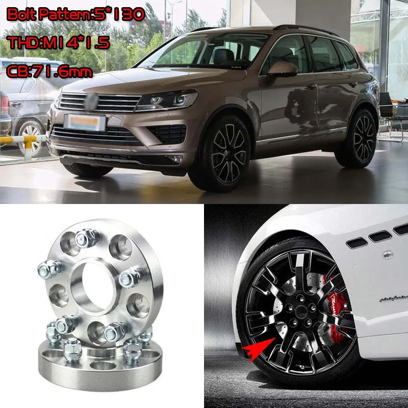 4pcs 1" Wheel Spacers Adapters 5 Lug 5x5.1"/5x130 14x1.5 Studs For VW