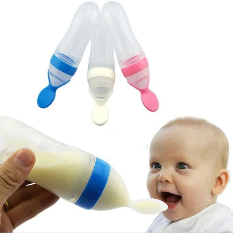 Baby Care Feeding Bottle Silicone Extrusion Type Feeding Infant Spoon
