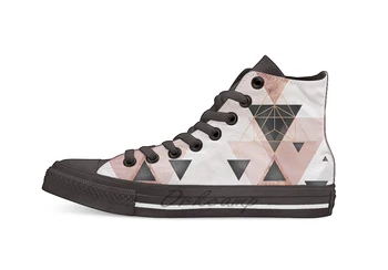 

Geometric Triangles in blush and rose gold Design breathable Casual High Top lace-up Canvas shoes sneakers For Drop shipping