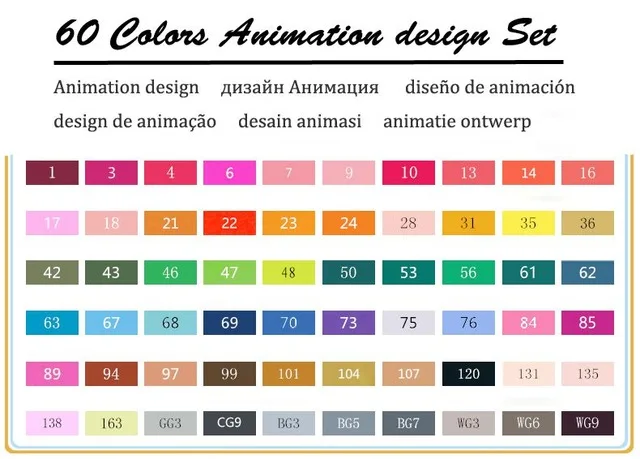 TouchFIVE 30/40/60/80/168 Цвет маркер для рисования набор двойной головой художественный эскиз жирной на спиртовой основе маркеры для анимации ручка - Цвет: 60 animation