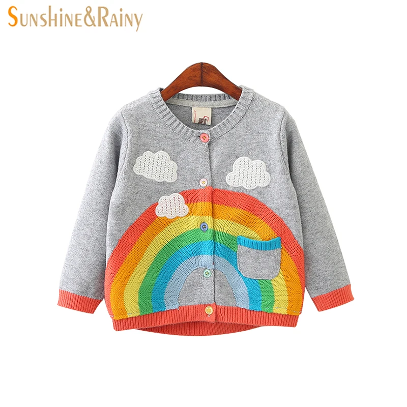 

Sunshine & Rainy Ins Stylish Kids Cardigans Girls Rainbow Embroidery Jacket Spring Autumn Baby Girl Sweaters Kids Outerwear