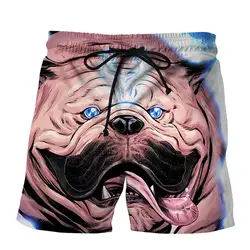 Новые Для Мужчин's 3D собака голову печатных пляжные брюки собака печать пляжные шорты Для мужчин короткие брюки свободные Мужские Шорты для